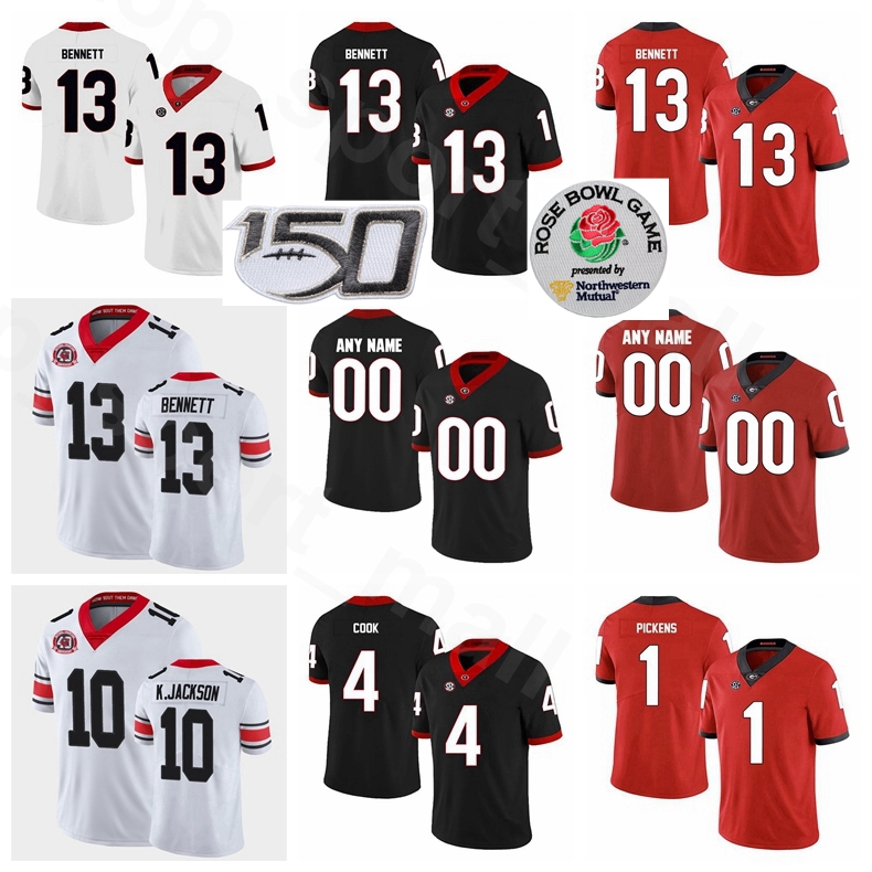 

Men Women Kids NCAA Georgia Bulldogs College Football 13 Stetson Bennett Jersey 4 James Cook 3 Zamir White 1 George Pickens Kearis Jackson, With 150th patch