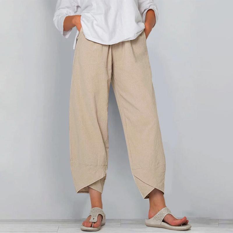 

Women Wide Leg Pants Asymmetrical Pantalon with Pockets Vintage Elastic Waist Trousers Harem Palazzo Plus Size Summer Pants, Gray