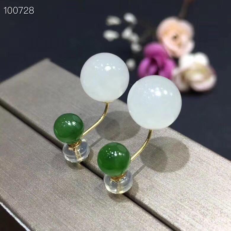 

Wedding Gift Elegant High Quality New Trendy Jasper Earring 925 Sterling Silver Fahshion Natural and Real Jade Earring