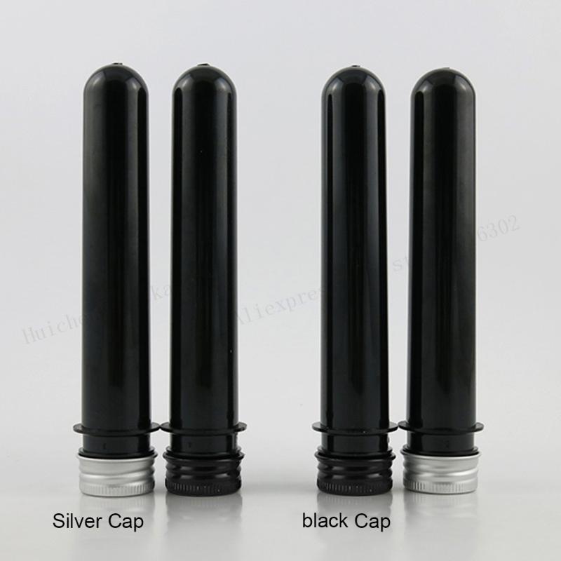 

30 x 40ml Empty Pet Tube with Silver Black Aluminum Cap 40CC Black Plastic Tube Display Candy Case Containers