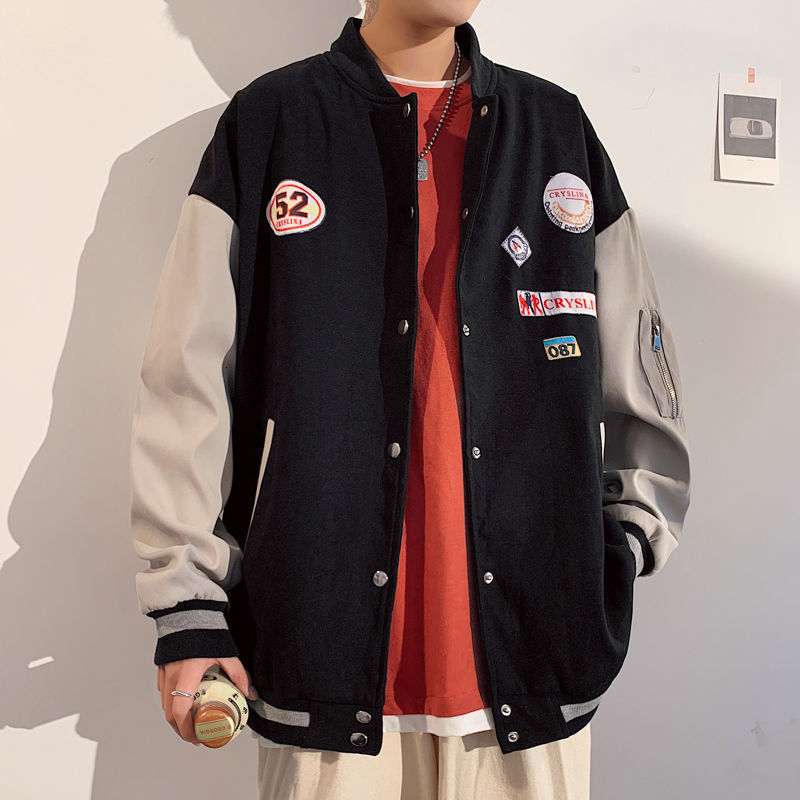 

Spring 2021 Men's New Fall Size -5xl Seam Student Uniform School Jacket Young P82H, Black