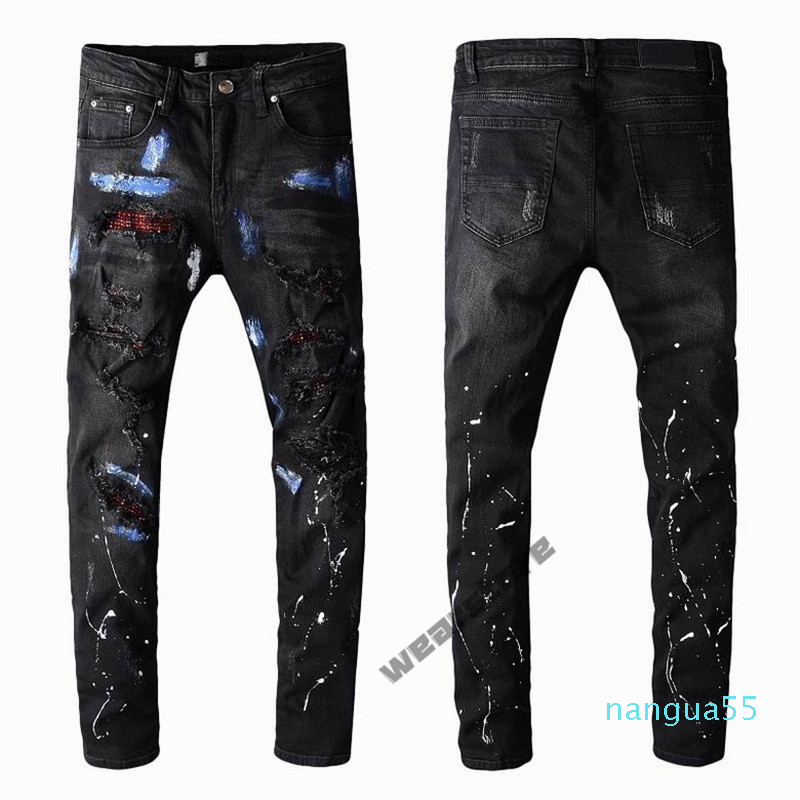 

2022 Mens Designer Jeans Distressed Ripped Biker Slim Fit Motorcycle Bikers Denim For Men s Fashion Mans Black Pants 21ss pour hommes, Pay extra price;not goods