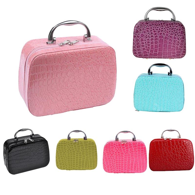 

Ladies Beautician Makeup Box Travel Handbag Pu Storage Elegant Box, Blue