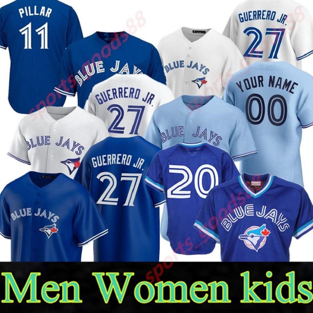 

11 Bo Bichette 2020 2021 Blue Jersey 27 Vladimir Guerrero Jr. Cavan Biggio Hyun-Jin Ryu Yamaguchi Randgio Gurriel Jr.Baseball Jersey, Colour 2