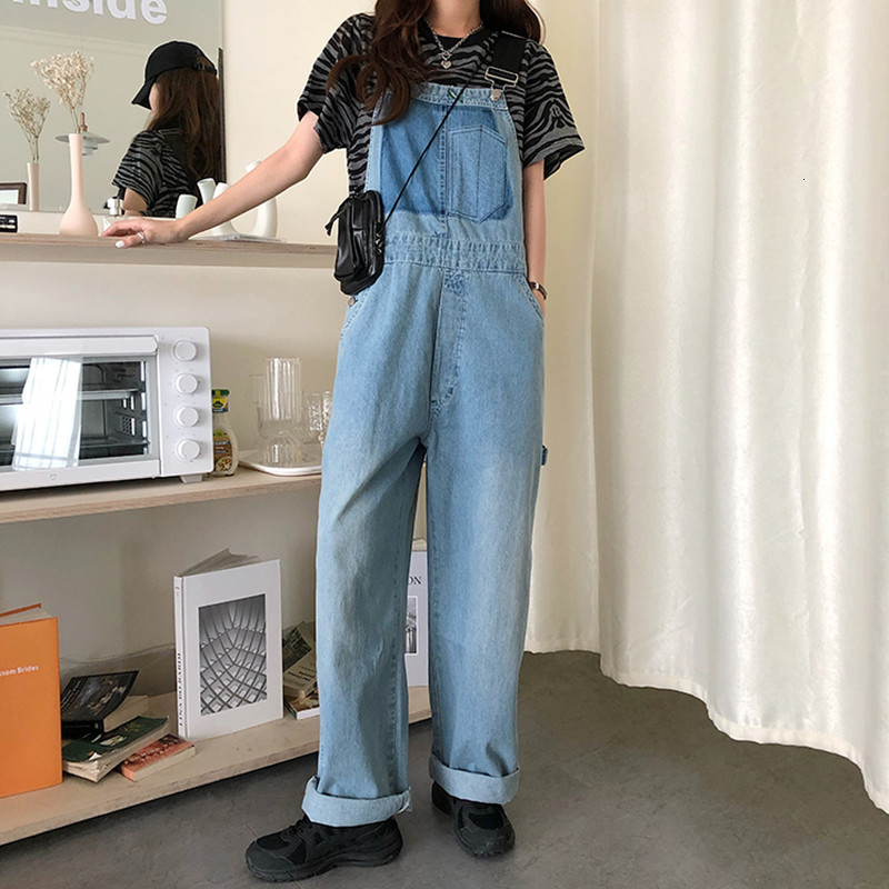 

2021 brem Autumn New leg drop pants casual Korean denim women's overalls (78501 HPR7, Blue