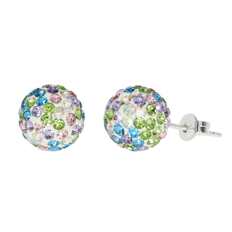 

Stud Beritafon 925 Sterling Silver Rhinestones Crystal Ball Pave Bead Earrings For Girls Women