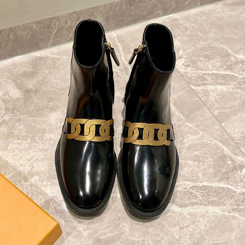 

Beautiful fashion winter boots designer thick short boots spring and autumn high quality Martin boots leather casual metal decoration women', Extra shoebox