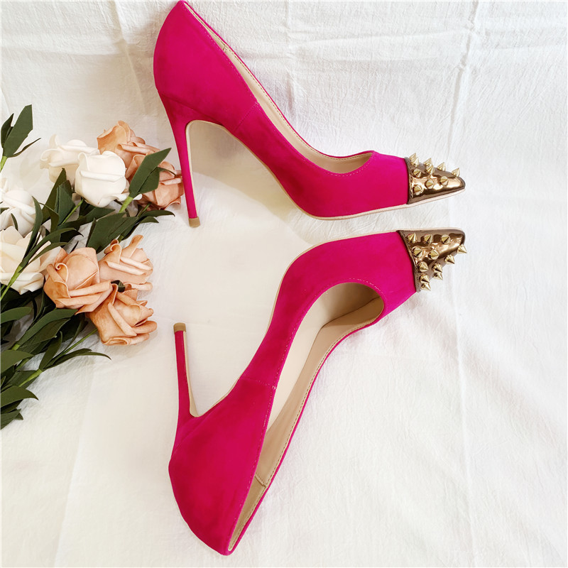 

Sending the Free Fashionable Women Pink Bombs Studded Spikes Toe Pointy High-heeled Shoes of Bridal Pearls Ycbg, 33