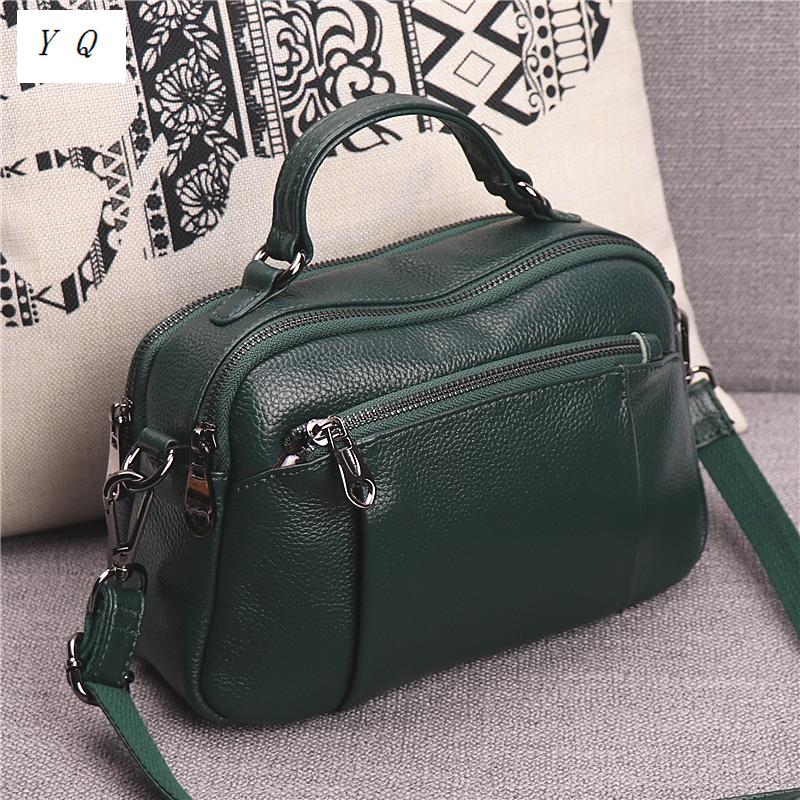 

100% Genuine Leather Women Handbag Simple Design Pure Leather Shoulder Bags Ladies Messenger Bag Multi-layer Women Bags, Small black