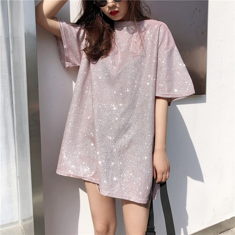 

2021 New Vetemen Femme Bling t Shirts Women Tshirt Fashion Summer Short Sleeve o Neck Causal Solid Tees Tops Oversized Ppg5, Purple
