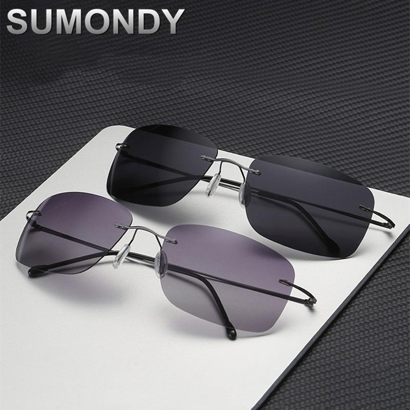 

SUMONDY High End Rimless Polarized Sunglasses Men Women Fashion Titanium Alloy Frame Open-air Sun-protective Glasses SU44