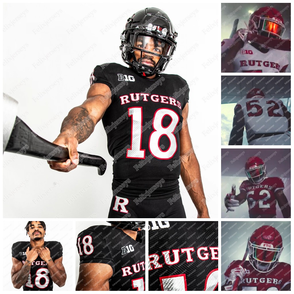 

2020 Rutgers Scarlet Knights BLACKOUT Jersey Austin Albericci McLane Carter Johnny Langan Artur Sitkowski NCAA College Football Jersey, Green youth size s-xl