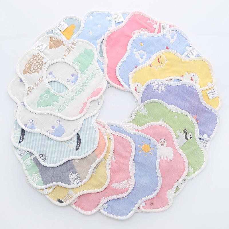 

3 layers 360 Degrees Baby Gauze Cotton Bibs Newborn Baby Boys Girls Printed Soft Saliva Towel1, 3pcs radom for boys