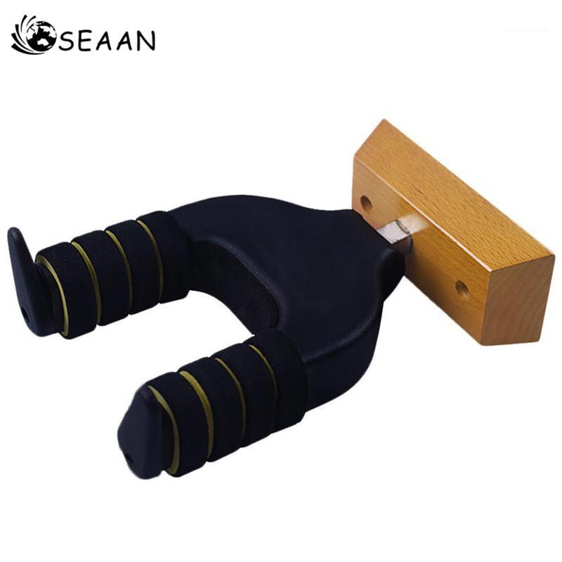 

SEAAN Guitar Wall Mount Hanger Wood Plastic Gravity Auto Lock Durable Musical Instruments Holder Accessories1