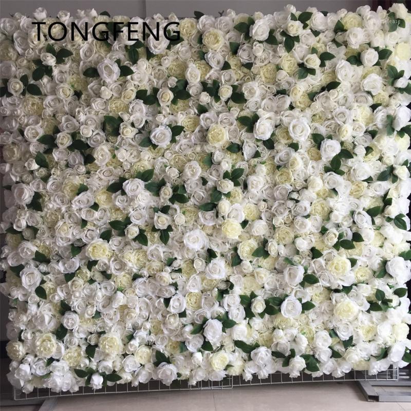 

TONGFENG Wedding 3D flower wall Arch runner flower Artificial silk rose peony wedding background decoration 10pcs/lot Mixcolor1