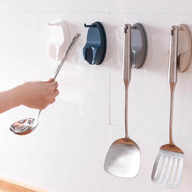 

Single Hole Tableware wall hanging hook Self-adhesive Sticky Cookware Spatula Spoon Bracket Storage Rack Shelf Key Towel Holder