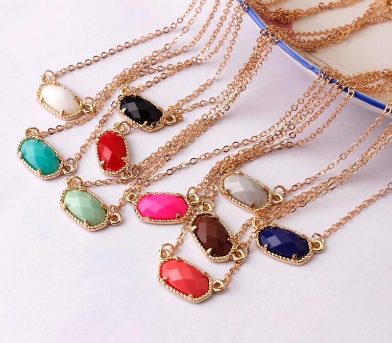 

Chokers ZWPON Fashion Gold Frame Mini Oval Resin Acrylic Choker Necklace For Women Facet Aicylic Pendant Woman Jewelry1