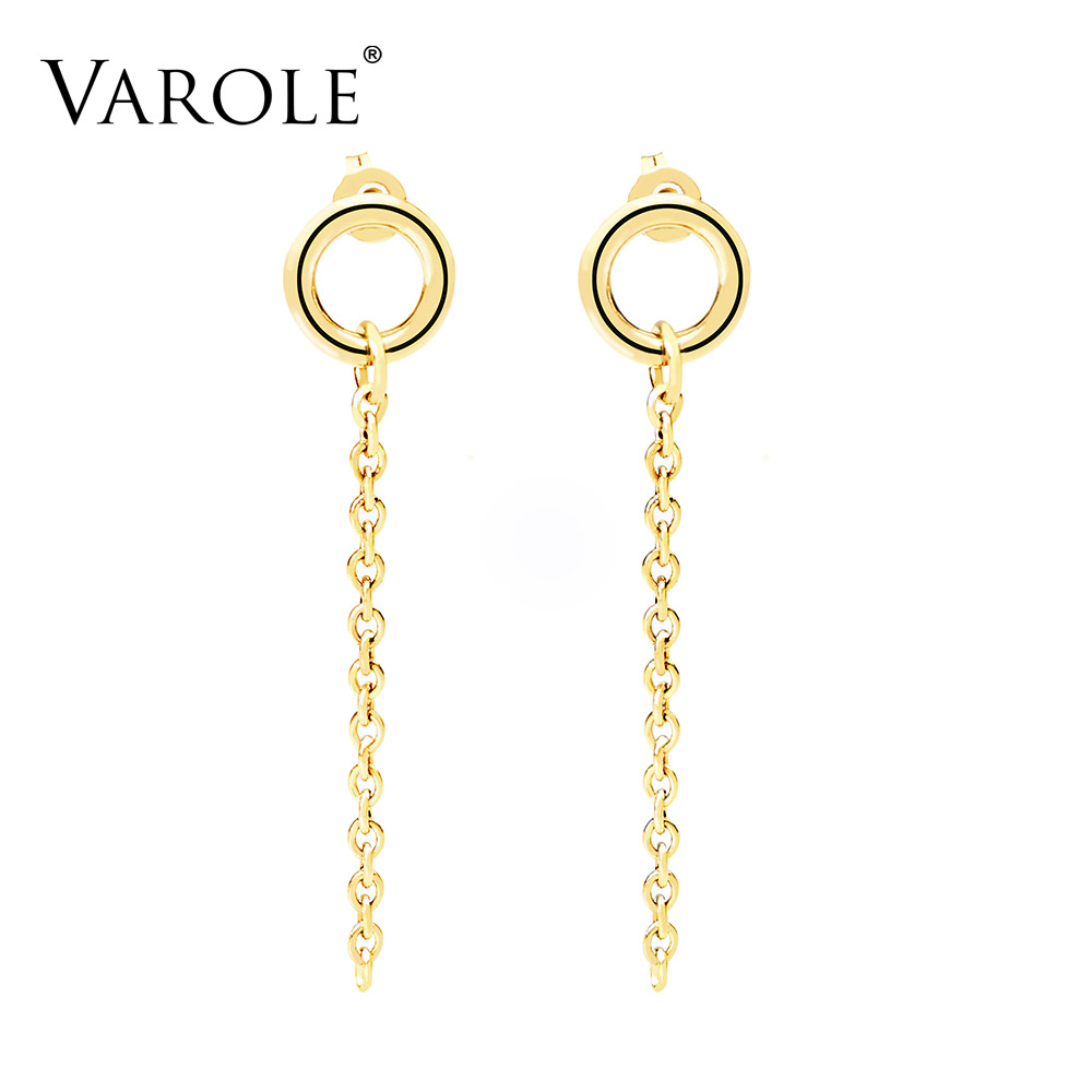 

VAROLE Circle Drop & Dangle Earrings For Women Gold Color Long Tassel Chain Earings Fashion Jewelry Pendientes Brincos