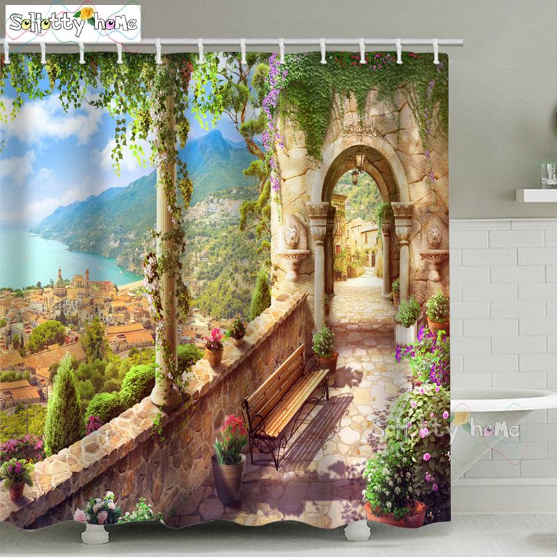 

Seaside Shower Curtain Streets Of Tuscany Old Mediterranean Middle Age Town European High Culture Italy Photo Bathroom Decor