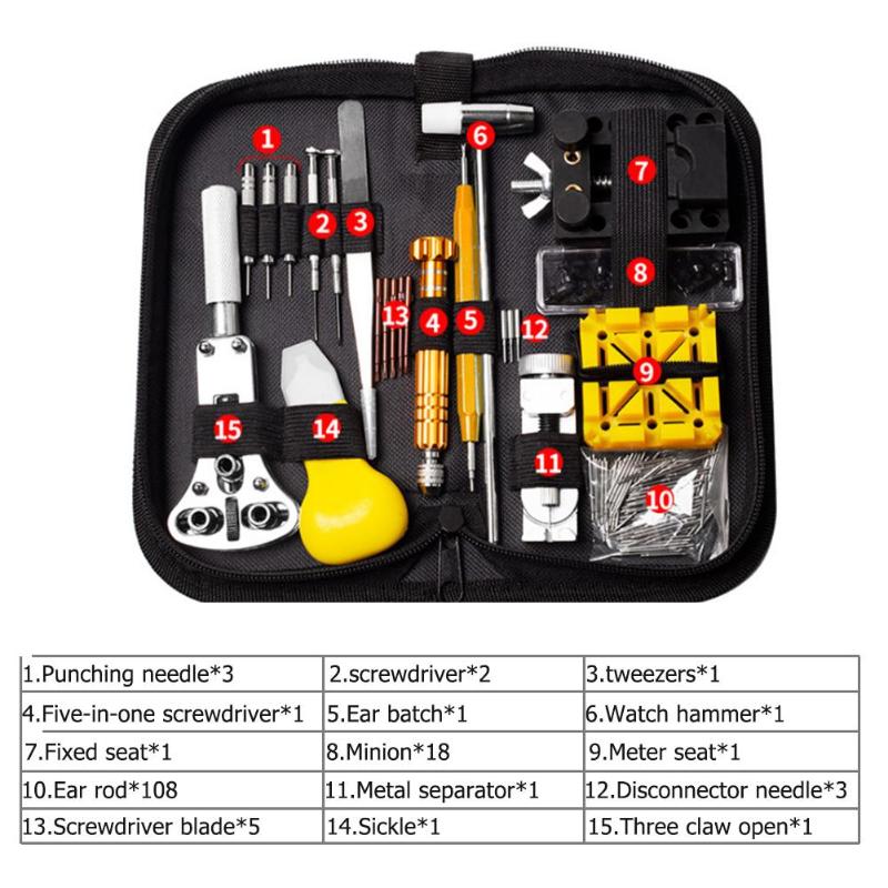 

148pcs/set Watch Repair tool Kit Watch Link Pin Remover Professional Tools Clock Repair Tools Kit Bag horloge