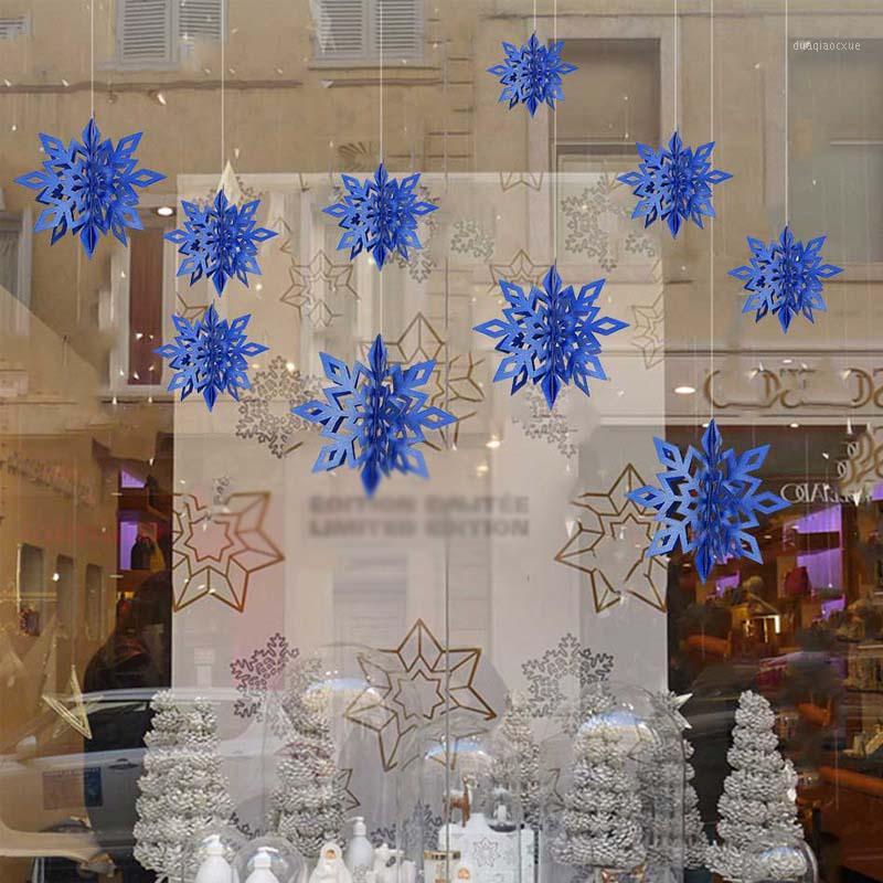 

3D Hanging Fairy Paper Snowflake Christmas Tree Xmas Party Wedding Decoration1, Dark blue