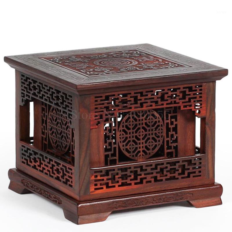 

Red rosewood incense burner sandalwood box Redwood crafts wood carving ornaments Solid wood four-corner double-layer incense box1