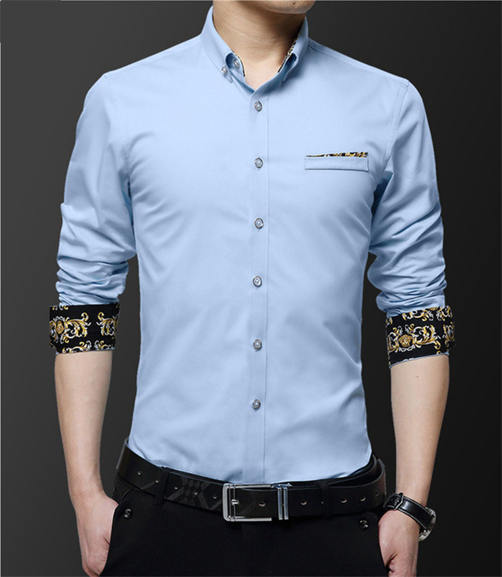 

Neck Designer Casual Male Shirt Mens Gentlemen Long Sleeve Fashion Business Dress Shirts Embroidery Flower Autumn Lapel, White;black