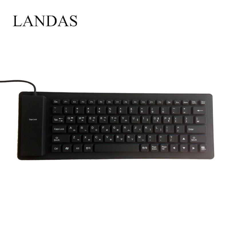 

Landas Portable Silicone Korea Keyboard For Notebook Flexible Roll up Waterproof Soft USB Korean Keyboards for Desktop Laptop PC