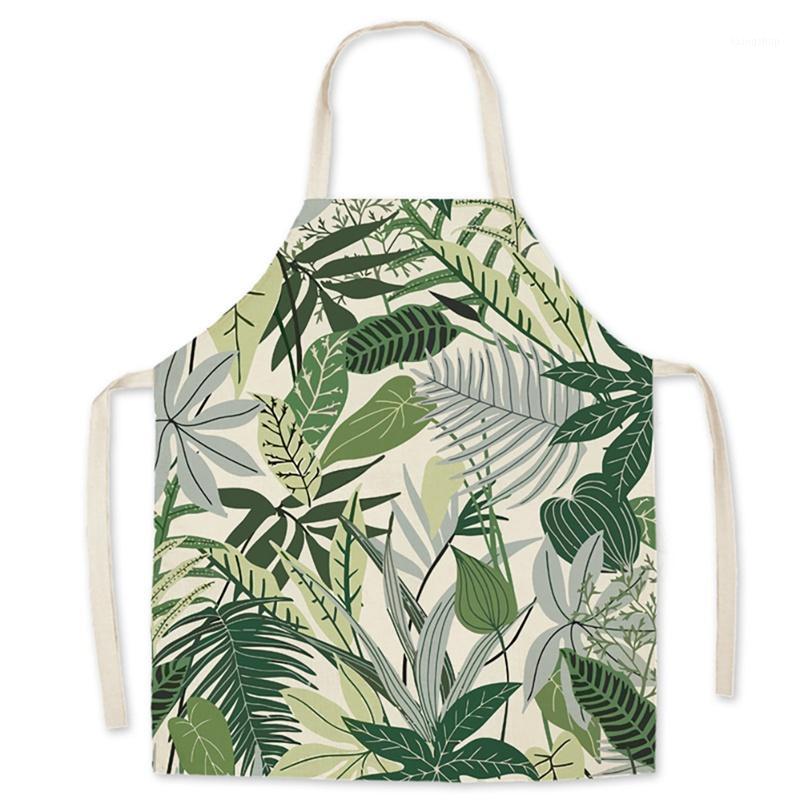 

Printed linen apron kitchen cleaning daily apron flower plant printed adult aprons Gedrukt linnen schort1