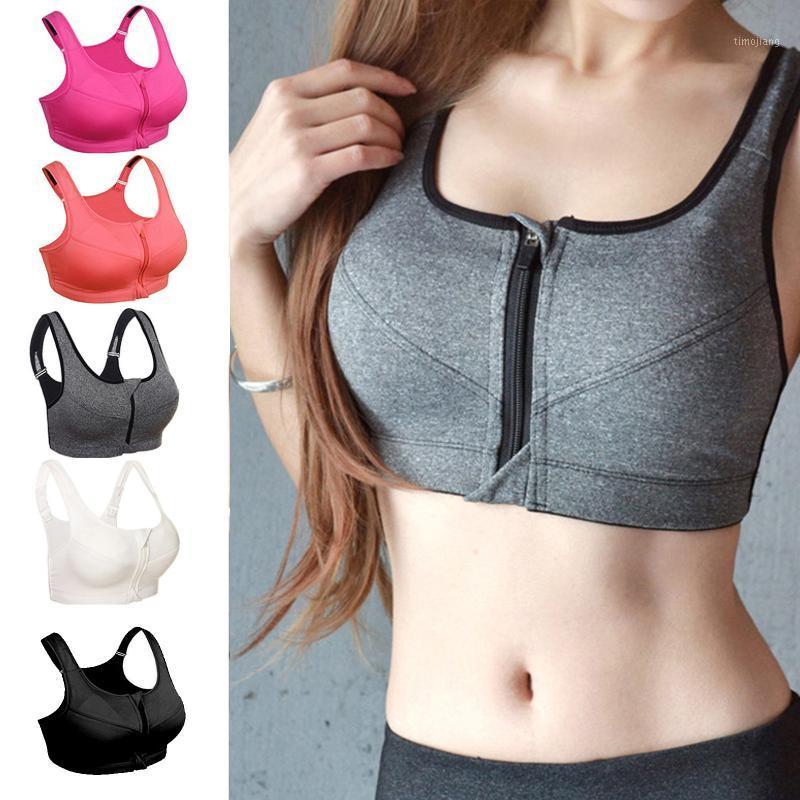 

2021 Womens Zipper Sports Underwear Fitness Workout Bra Running Padded Tops Vest Shockproof Breathable Gym Athletic Running Tops1, As pic