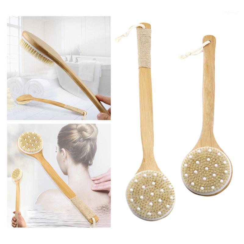 

Natural Bristle Body Bath Brush Brush Wooden Long Handled Massager1