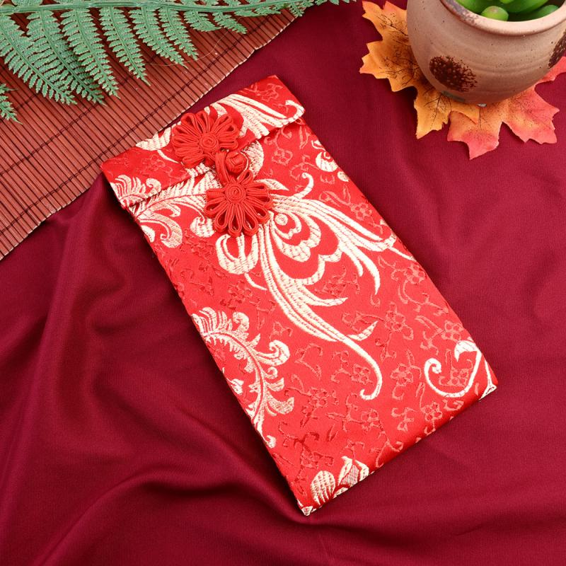 

3Pcs Chinese Style Red Envelopes Brocade Bag Money Gift Envelopes Fabric Money Red Pockets for New Year Wedding (Rando