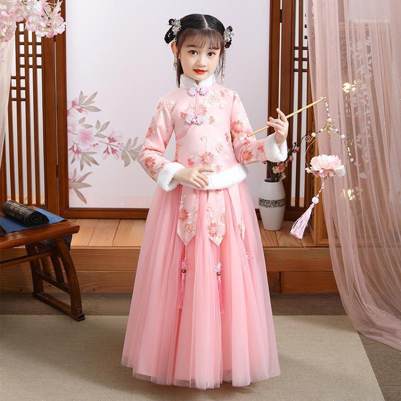 

Winter Girls Quilted Hanfu Cheongsam Chi-Pao Girls Dress Elegant New Year Princess Children Party Dress Wedding Gown Dresses1