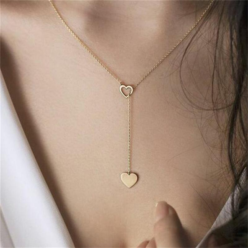 

Chokers 2021 Fashion Europe And The Necklace Simple Personality Peach Heart Love Women's Y-shaped Factory Direct Sales