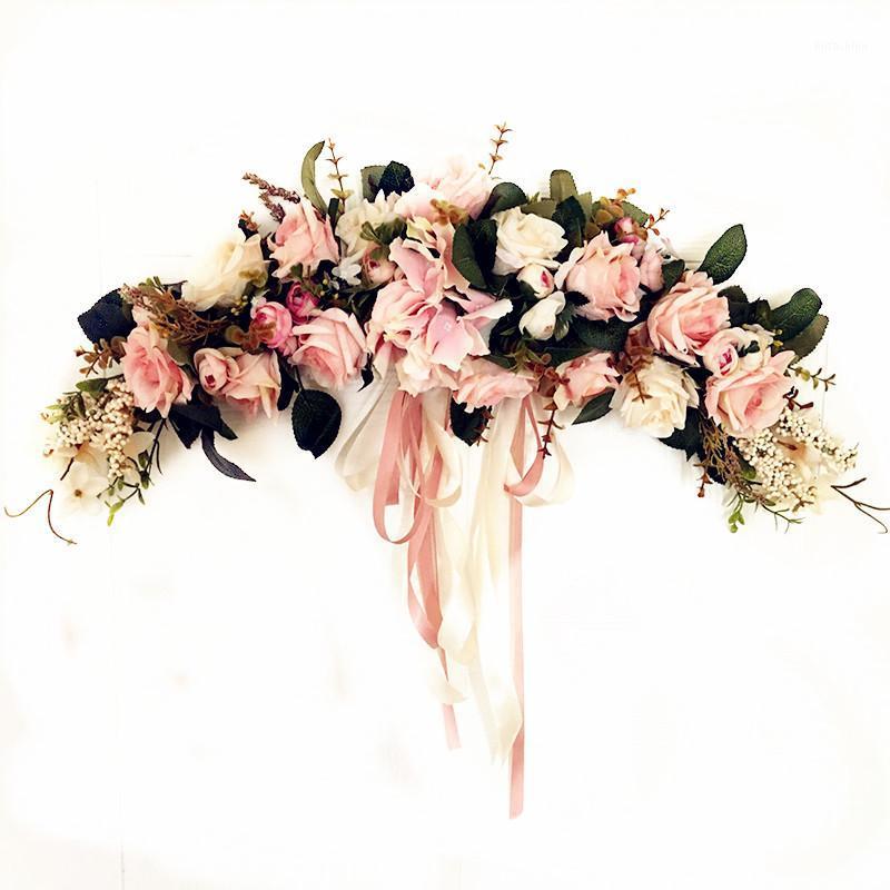 

Rose Peony Artificial Flowers Garland European Lintel Wall Decorative Flower Door Wreath for Wedding Home Christmas Decoration S1