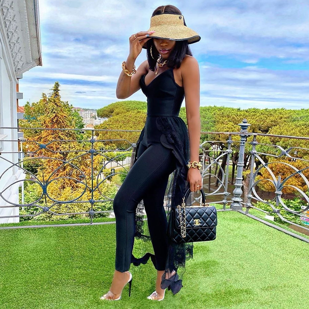 

2021 The New New Fashion Diva Bandages Female Black Summer Bandage Sexy Party Overalls Grb9, Beige
