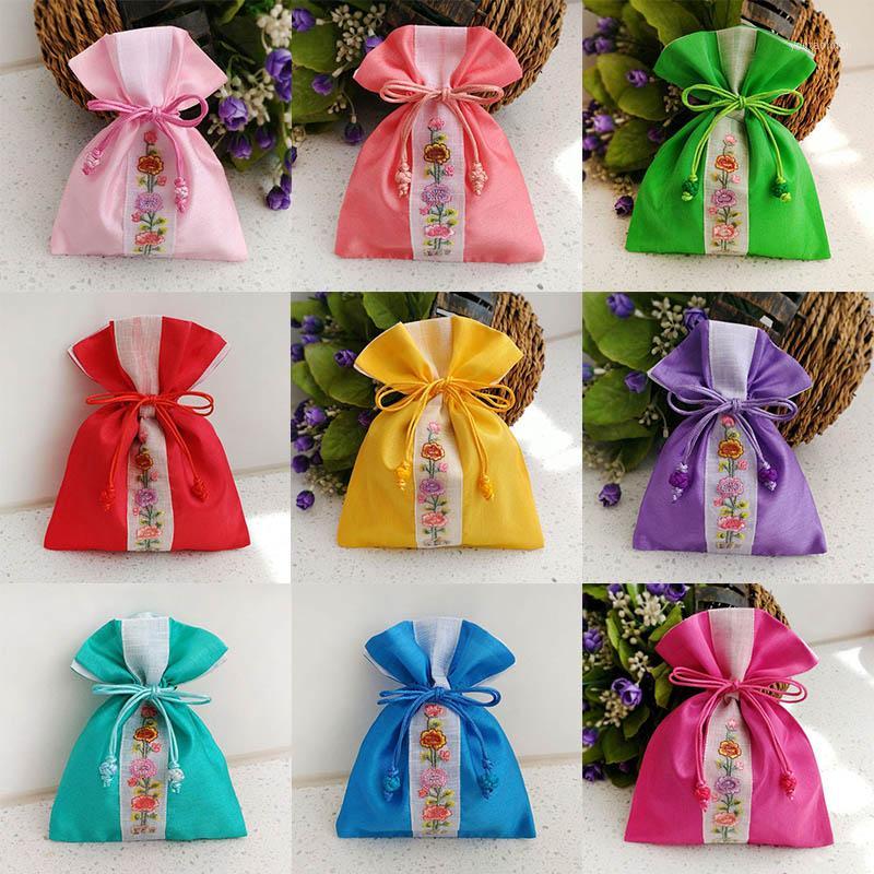 

Small Gift Bag Jewelry Storage Bag 1PC Cotton Cloth Flower Embroidery Drawstring Pocket Home Accessories Cosmetic Organizer1