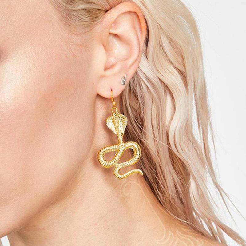 

1Pair Antique Punk Crystal Snake Pendant Stud Drop Earrings Women Hook Jewelry1