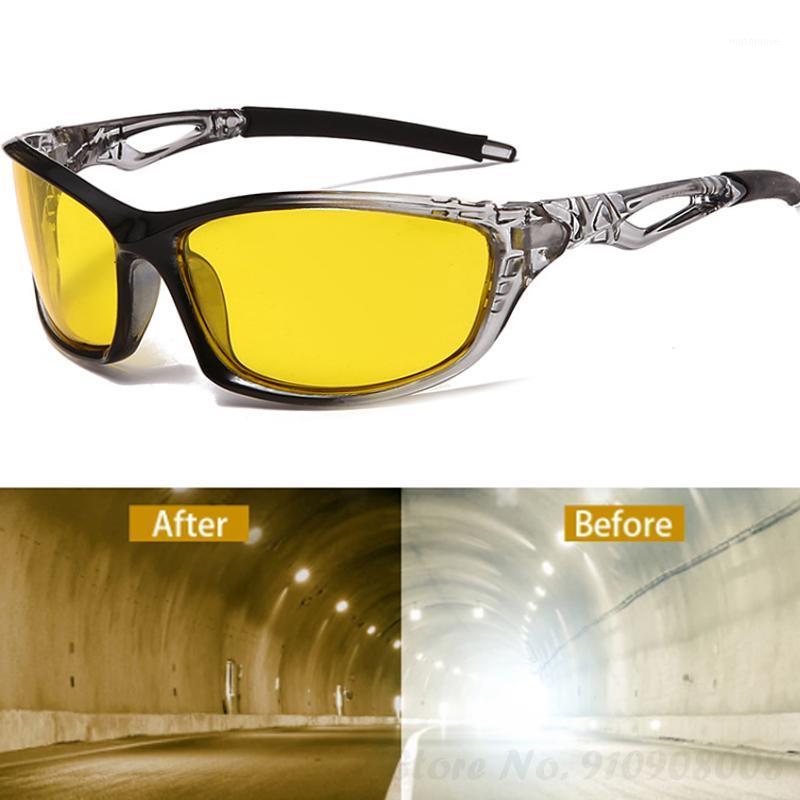 

2021 New Night Vision Sunglasses Men Sports Polarized Sun Glasses Yellow Lens Night Driving Anti-Glare Goggles For Driver N1091