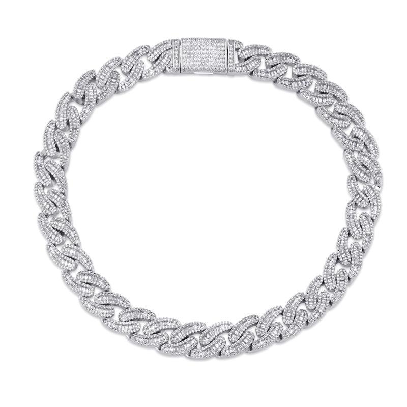 

14MM Hip Hop Miami Cuban Chain Iced Out Necklace Rapper Jewelry Cubic Zirconia Gold Sliver