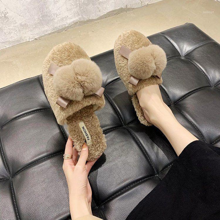 

2020 New Fashion Winter Cotton Slipper Home Indoor Slippers Winter Warm Shoes Womens Cute Plus Plush Slippers Lats Female Slides1, Black