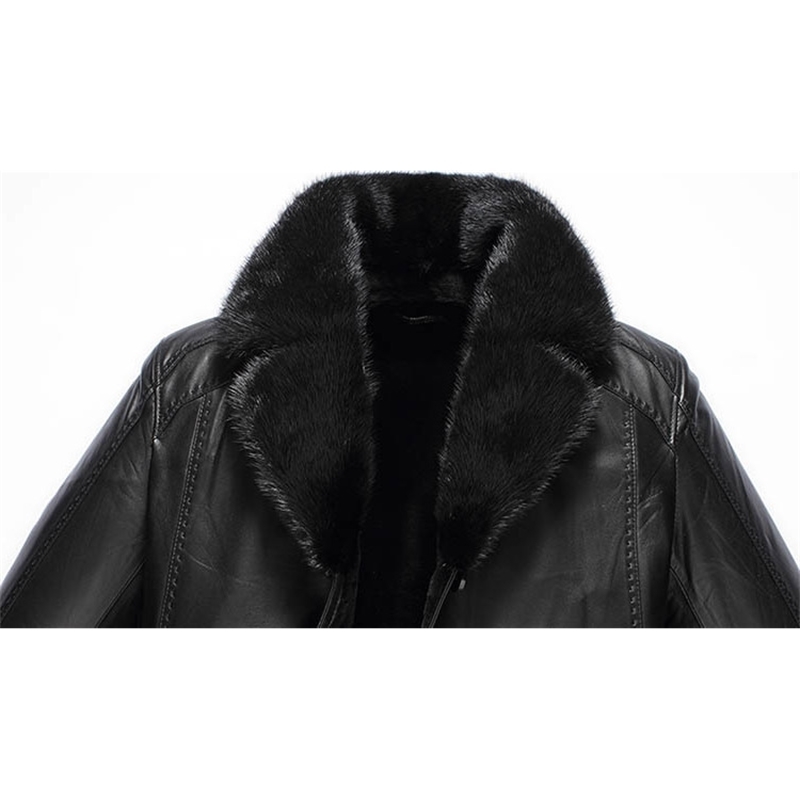 

Thick Black Genuine Sheepskin Collar Leather Jacket Down Male Winter Coat 2020 Yyj0014 3411
