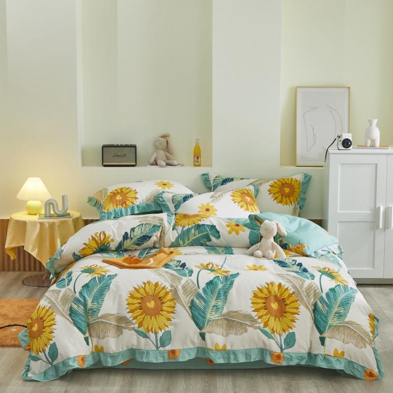

Home Textile Princess Ruffles Duvet Cover Set Twin Bedding Sets 100%cotton Bed Linen Pillowcase American Plant Bedclothes, Sweet