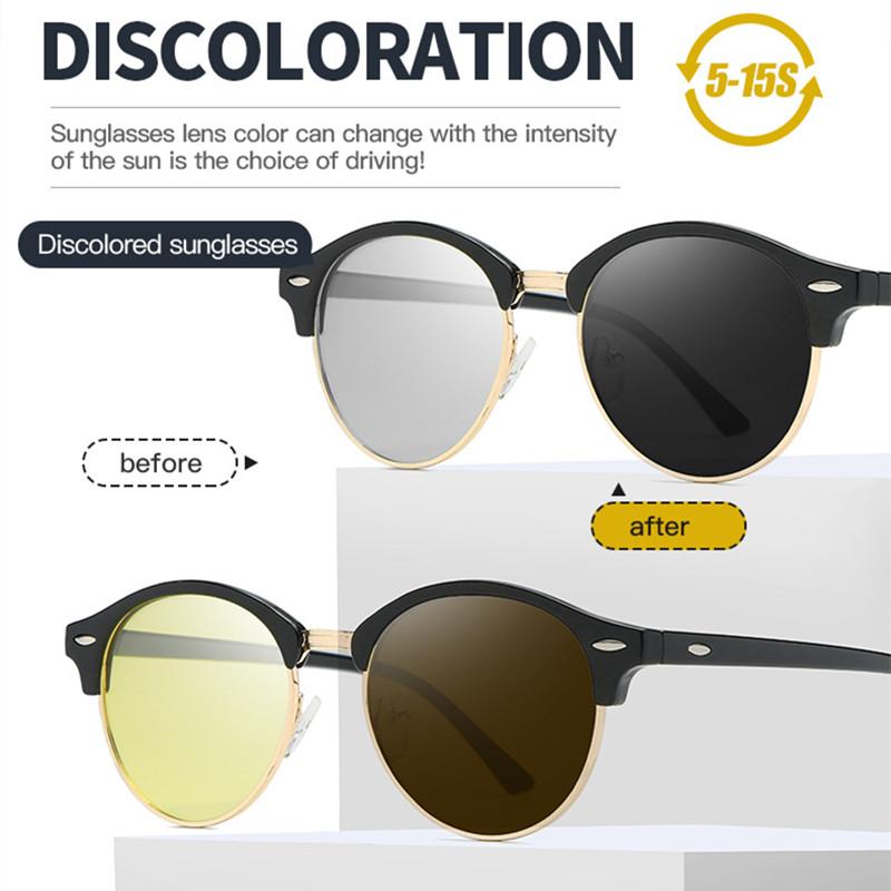 

Sunglasses 2021 Retro Round Polarized Driving Pochromic Day Night Vision Goggle Glasses Women UV400 Eyewear For Men S4246