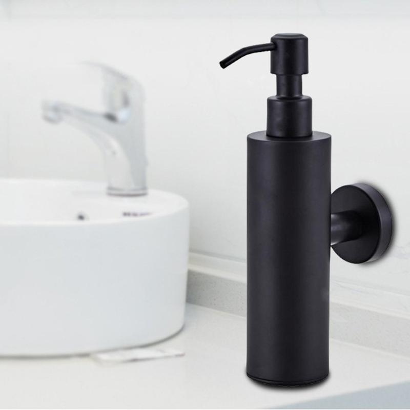 

1 Pcs Black Wall Mounted Liquid Soap Dispenser Durable Manual Shampoo Container Stainless Steel Household Hotel Accessories
