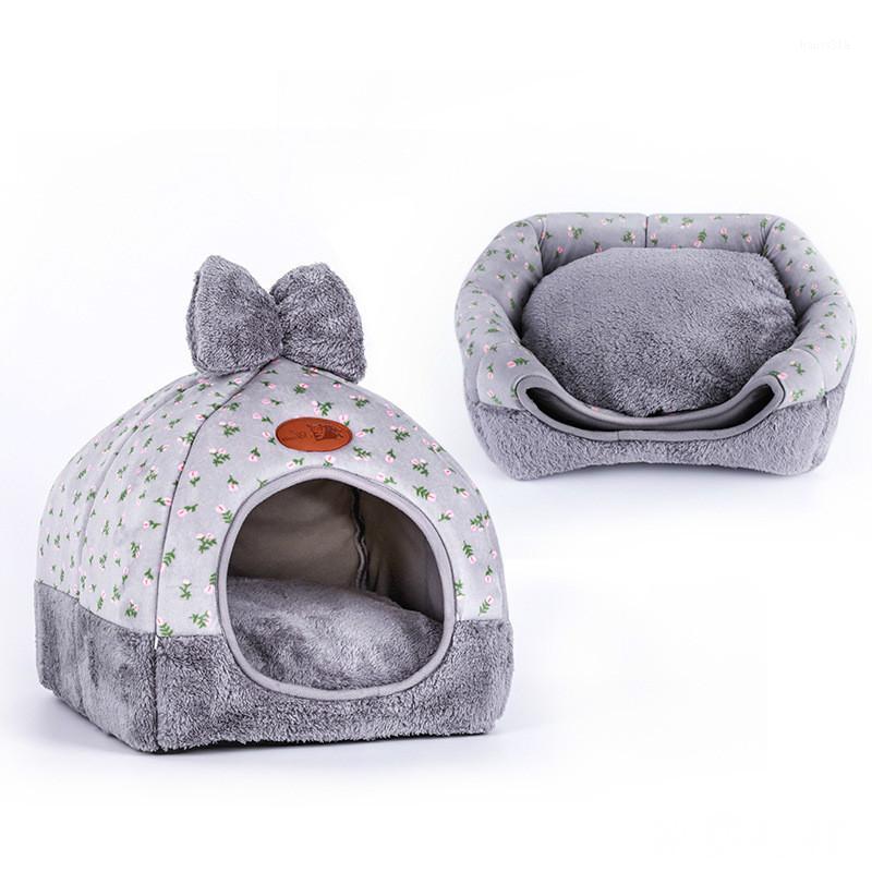 

Warm Small Pets Tent Dog House Kennel Bed Mat Cat Blanket Thicken Winter Pet Beds Foldable Fabric Nest Teddy Dog Cotton Cushion1