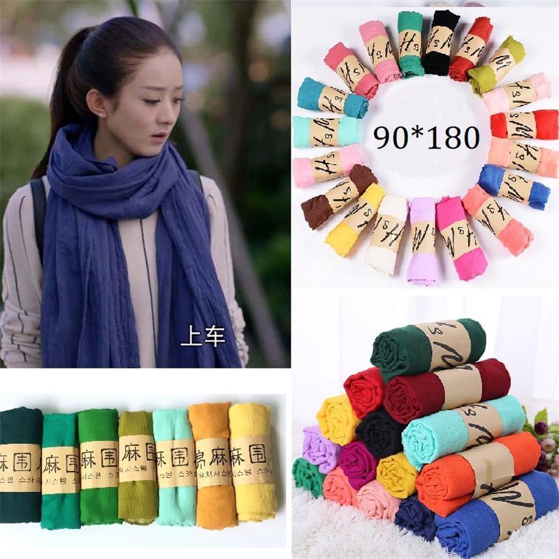 

Women Large Plain Bubble Cotton Scarf Wrap Crinkled Shawl Headband Muslim Hijabs Scarves Solid Candy Color Autumn Winter Scarf1