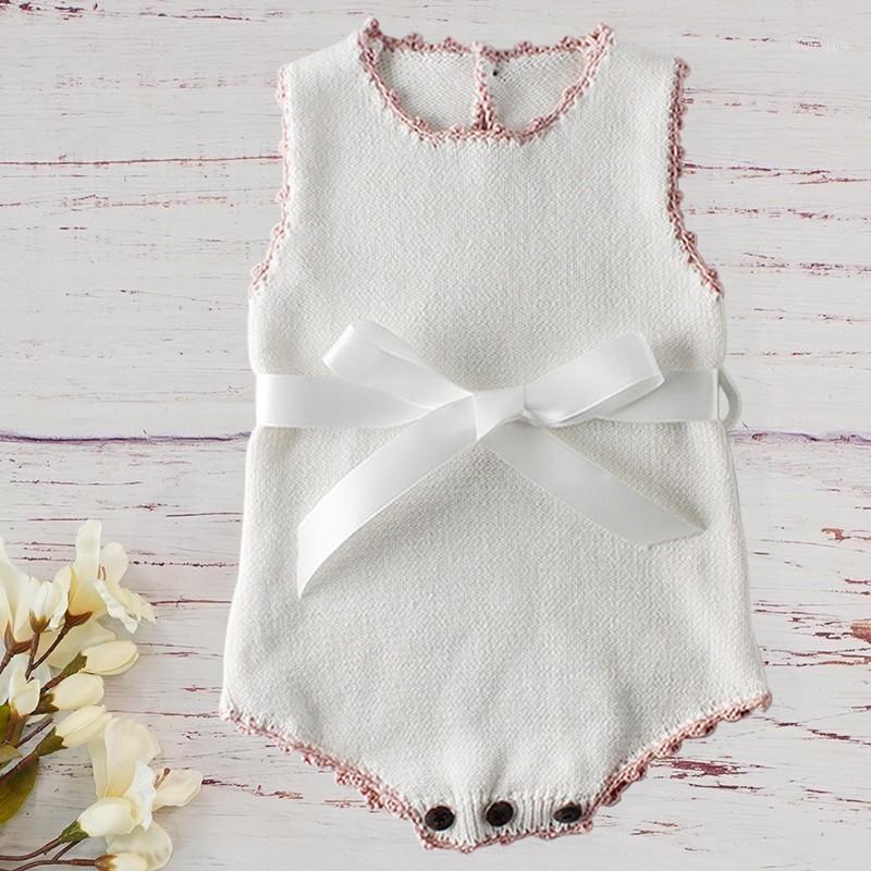 

Fashion Baby Girl Knitting Sleeveless Romper Bowknot Knit Tank For Newborn Kids Children Clothes Pink White Autumn Roupa Toddler1, Ivory