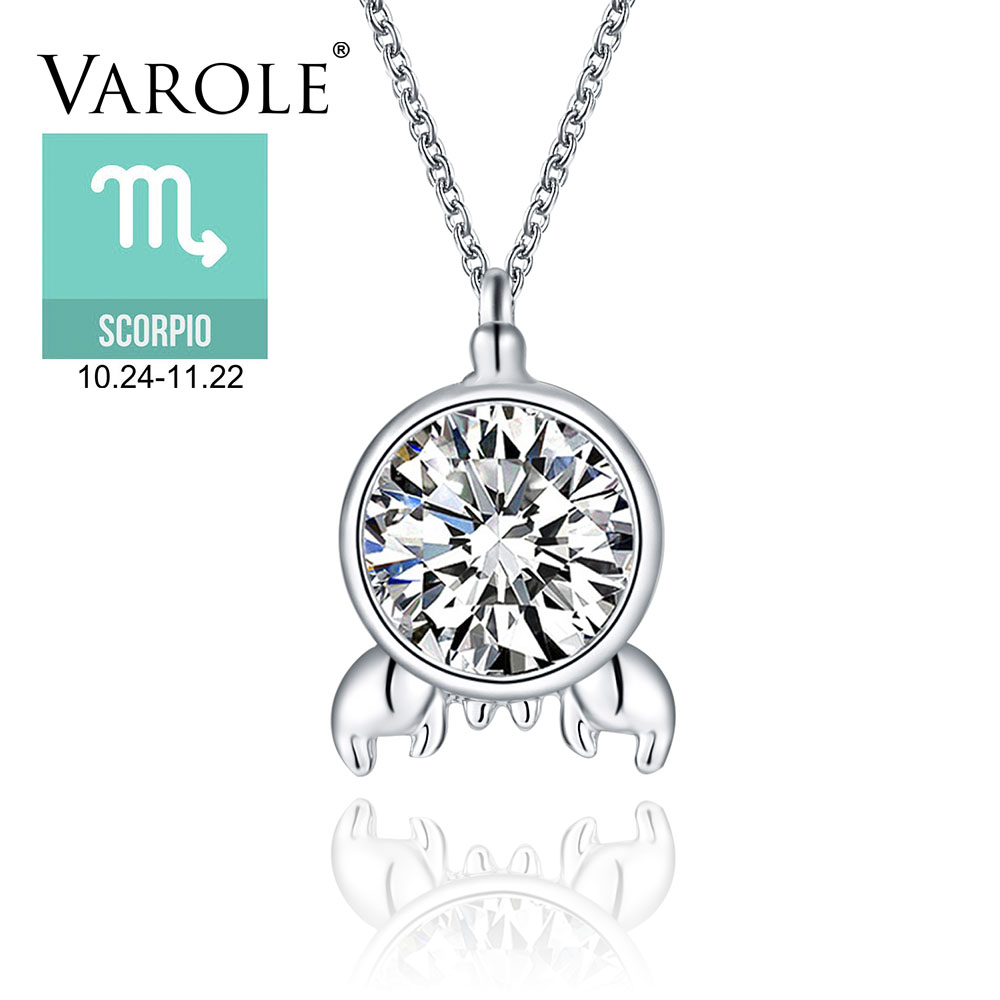 

VAROLE Top Quality Scorpio 12 Zodiac Signs Shiny Crystal 16in Chain Necklace& Pendants for Women Fashion Jewelry Birthday Gift