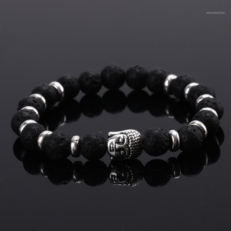 

Wholesale-Pulseras mujer black Lava stone buddha beads bracelet elastic charm bracelet rope chain Natural stone for men and women bracelet1
